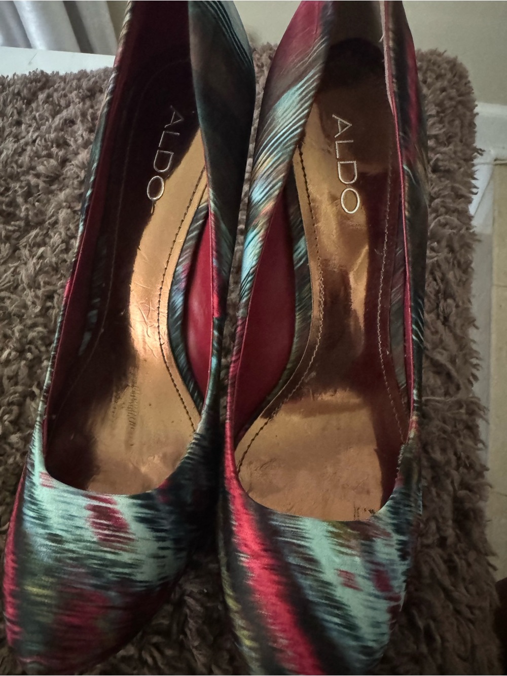 ALDO Multicolor Ikat Pumps in Teal, Pink & Black